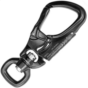 Kong TANGO 360 BLACK aluminum carabiner with swivel and overload indicator for via ferrata rope slings with double security system