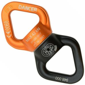 Kong DANCER ORANGE-BLACK aluminum swivel with bearing for ropes and carabiners with increased strength 42kN