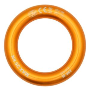 Kong ANA 46 Orange anodowana ramka okrągła O-Ring 25kN rozmiar wewnętrzny 46mm pozwala na rozprowadzenie taśm linek karabinków pod dowolnym kątem