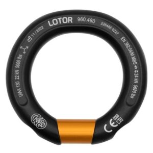 Kong LOTOR BIG Black anodized round frame DISCONNECTABLE O-Ring 24kN internal size 48mm allows you to distribute the carabiner line tapes at any angle