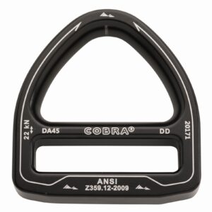 AustriAlpin DA45DD-K+L BLACK KTL with white letters D-Ring 2-slots frame 22kN for webbing 45mm