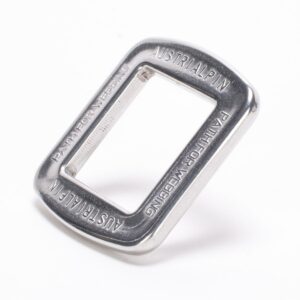 AustriAlpin FC05A SILVER anodized 1-slot frame buckle for paragliding and parachute harnesses for webbing 25mm