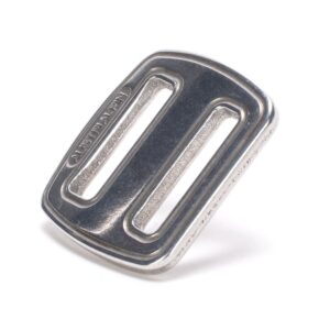 AustriAlpin FC07A SREBRNE anodowane okienko 2-slotowe asymetryczne sprzączka do uprzęży paralotniarskiej i spadochronowej do taśm 25mm