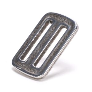 AustriAlpin FC16A SILVER anodized 2-slot window symmetric buckle for paragliding and parachute harnesses for webbing 30mm