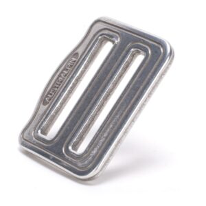 AustriAlpin FC32A SREBRNE anodowane okienko 2-slotowe asymetryczne sprzączka do uprzęży paralotniarskiej i spadochronowej do taśm 33mm