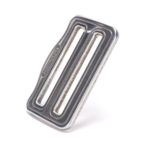 AustriAlpin FC42A SILVER anodized 2-slot window asymmetric buckle for paragliding and parachute harnesses for webbing 45mm