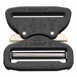 AustriAlpin FO50KVF-XL BLACK KTL flat metal buckle Cobra® Pro Style 9kN for webbing 50mm ears XL Open Under Load