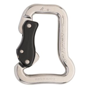 AustriAlpin FP10A POWERFLY rectangular stainless steel carabiner for 25/45mm webbing with automatic locking system slide autolock
