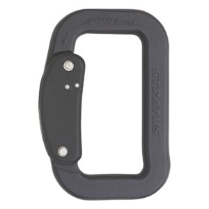 AustriAlpin FP24B-X STRATUS SLIM BLACK anodized rectangular aluminum carabiner for webbing 25mm with automatic locking system slide autolock