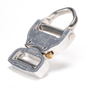 AustriAlpin FX38AVD SILVER anodized reinforced metal buckle with integrated steel D-ring Cobra® Pro Style 18kN for webbing 38mm
