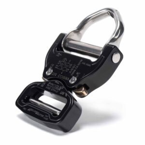 AustriAlpin FX38KVD BLACK KTL reinforced metal buckle with integrated steel D-ring Cobra® Pro Style 18kN for webbing 38mm