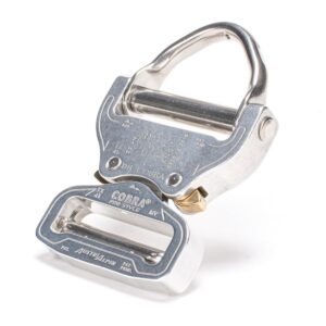 AustriAlpin FX45AVD SILVER anodized reinforced metal buckle with integrated steel D-ring Cobra® Pro Style 18kN for webbing 45mm