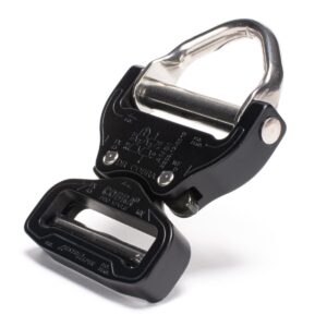 AustriAlpin FX45MVD-B-ELOX CZARNA matowa anodowana klamra metalowa ze zintegrowanym uchem stalowym D-ring Cobra® Pro Style o podwyższonej wytrzymałości 18kN do taśm 45mm