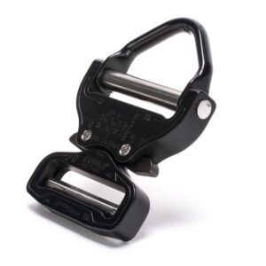 AustriAlpin FX50MVO-XB-ELOX BLACK MATTE anodized reinforced metal buckle with integrated steel black D-ring Cobra® Pro Style 18kN for webbing 50mm ears XL black