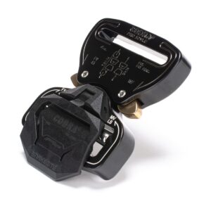 AustriAlpin FY45KVF-LS BLACK KTL with whie letters flat buckle metal Cobra® Pro Style 9kN SNAKEBITE for webbing 45mm with latch