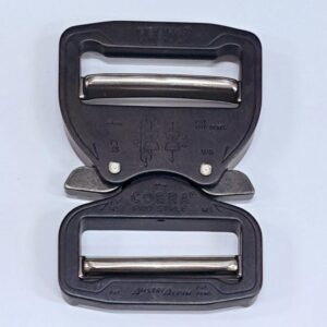 AustriAlpin FY45MSS-XB-ELOX BLACK MATTE anodized flat metal buckle double-sided adjustable Cobra® Pro Style 9kN for thicker webbing 45mm ears black XL