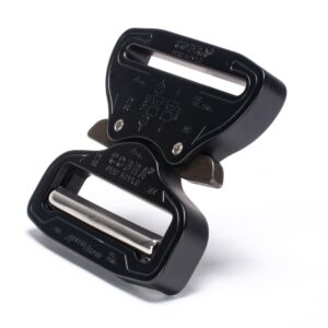 AustriAlpin FO50MVF-XB-ELOX BLACK MATTE anodized flat metal buckle Cobra® Pro Style 9kN for webbing 50mm ears XL Open Under Load
