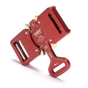 AustriAlpin FY56RVF-T25K+L RED anodized with white letters sewn-adjustable 3-position metal buckle Cobra® Compact 9kN for webbing 25mm