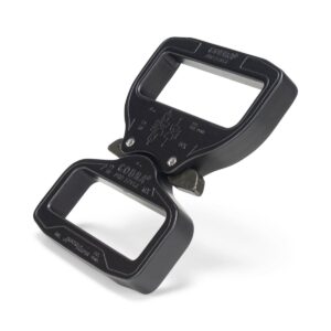 AustriAlpin FY58MXX-XB-ELOX BLACK MATTE anodized flat metal buckle double-sided sewn Cobra® Pro Style 9kN for 58mm webbing ears black XL