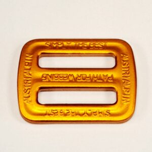 AustriAlpin FC06B-O-ELOX ORANGE anodized 2-slot window symmetric buckle for paragliding and parachute harnesses for webbing 25mm